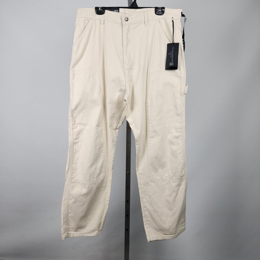 WXYZ Men Cream Denim Carpenter Loose Fit Pants Size 36